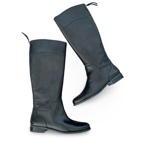 Nine West Black Knee Boots Leather Back Zip Women’s SZ 11